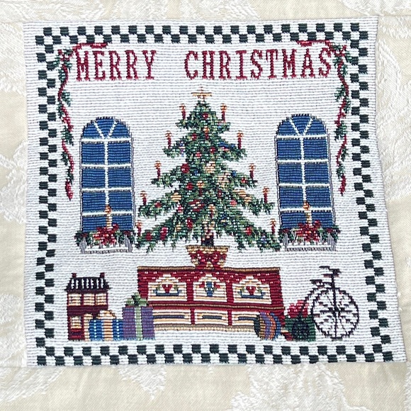 Vintage Holiday Vintage Completed Needlepoint Christmas Pillow